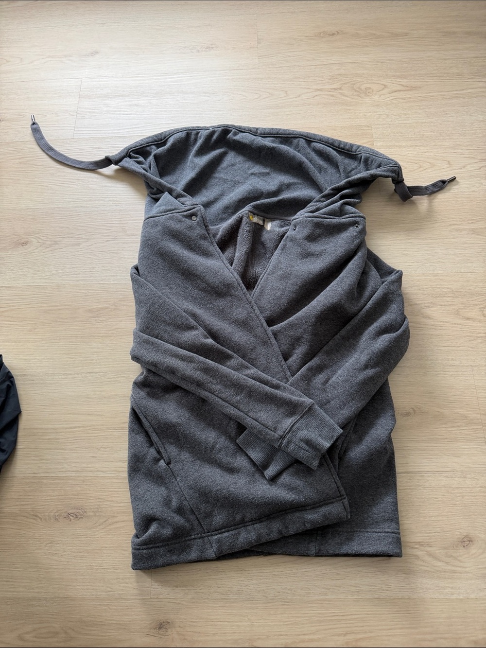Zella Dark Gray Hooded Wrap Cardigan